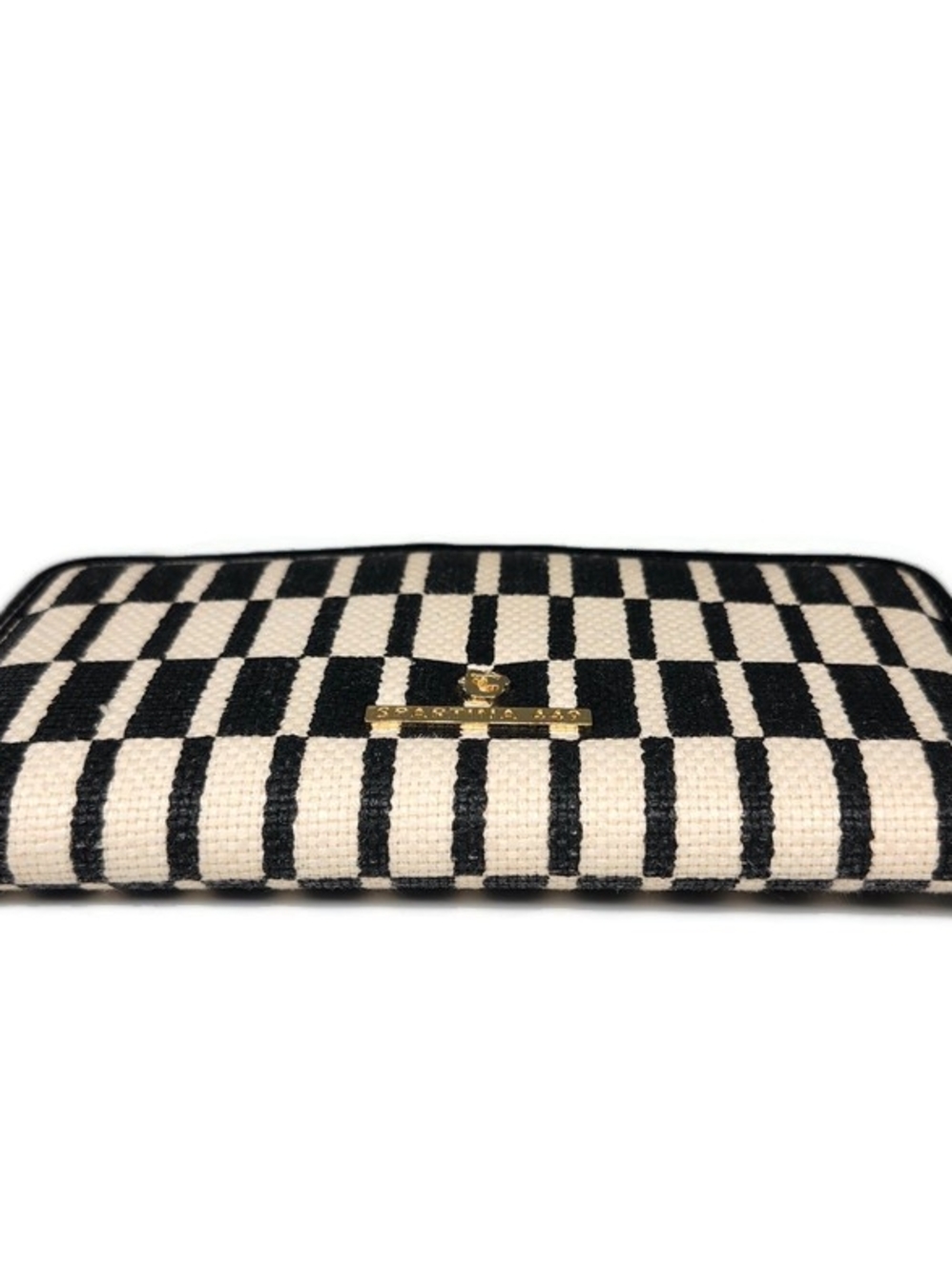 Spartina 449 West RFID Bluff Black & Ivory Woven Linen Leather Bi-Fold Wallet - Picture 6 of 13